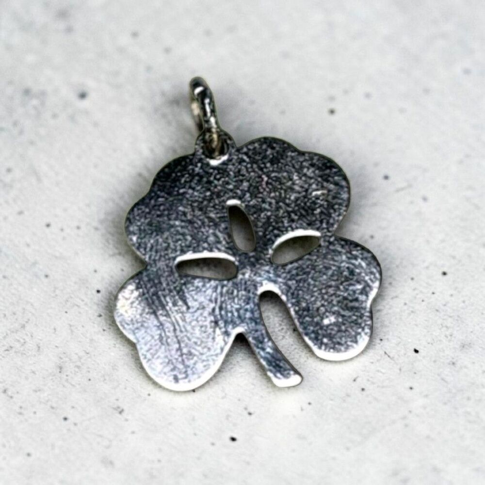 Vintage Wells Sterling 925 Silver Four Leaf Clover Shamrock Good Luck Charm